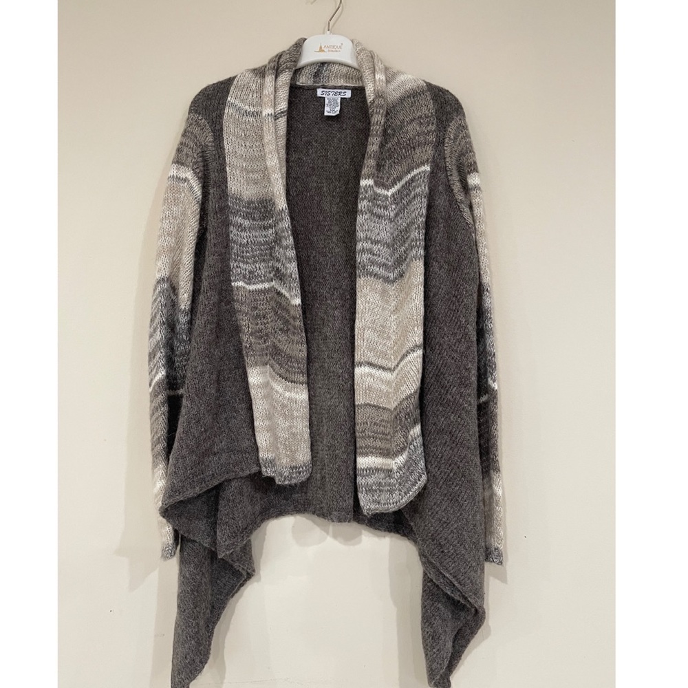 Sisters Wool Blend Knit Waterfall Open Front Cardigan Size S/M